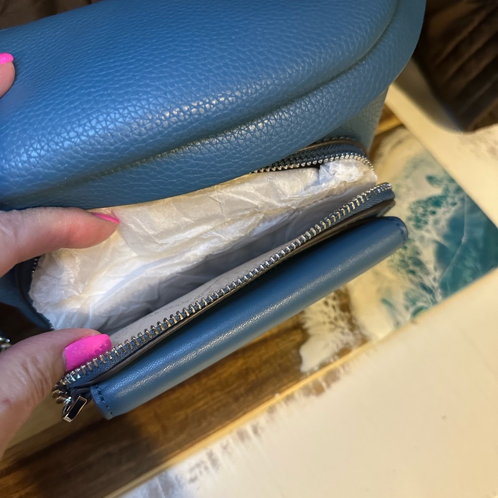 Michael Kors Blue Leather Crossbody Belt Bag - Picture 3 of 5